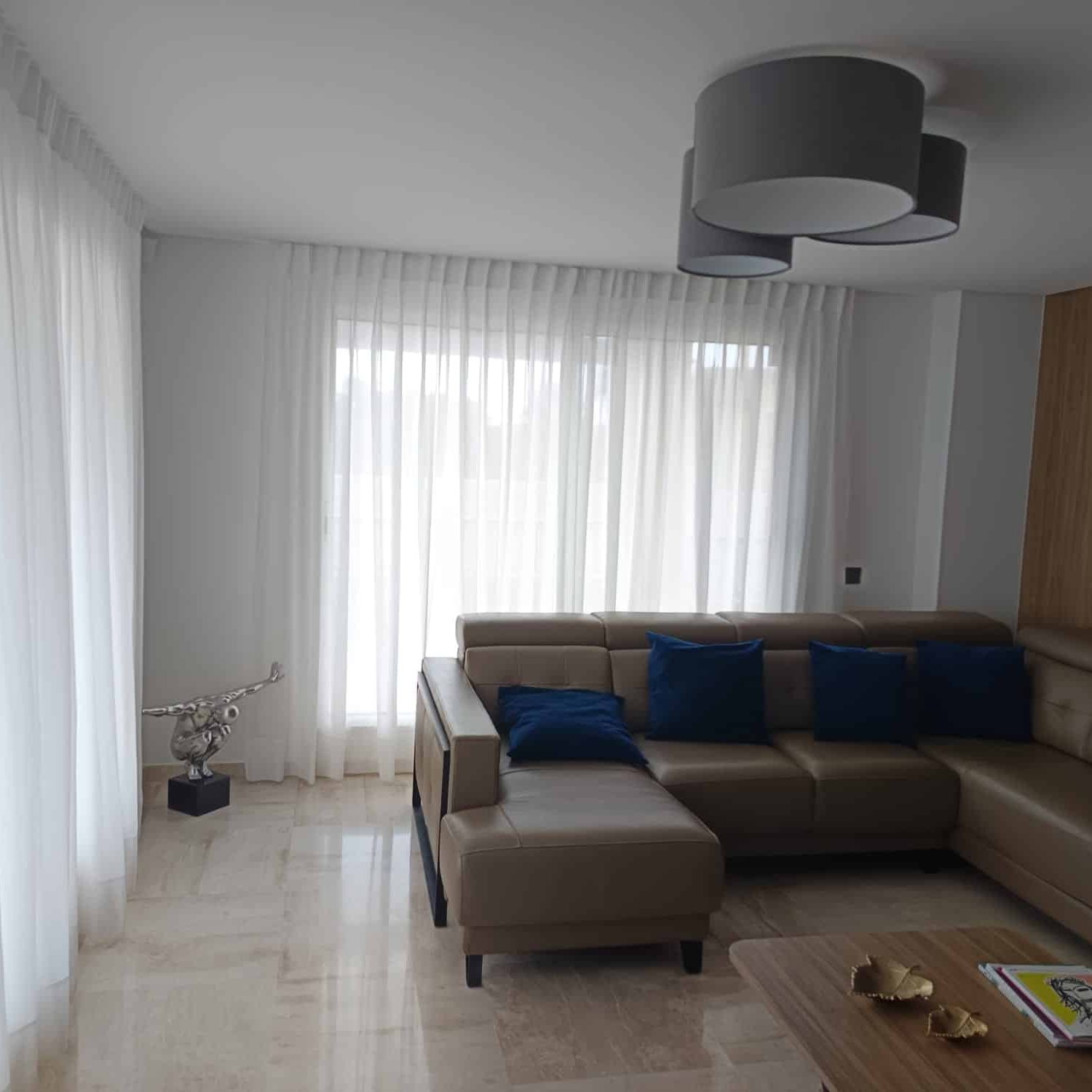 Living room perfect wave curtains and white voile