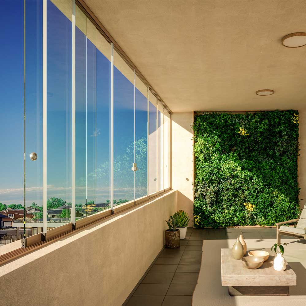 sliding glass curtain balcony